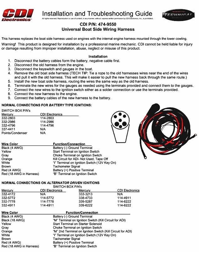 Universal Mercury outboard boat wiring harness